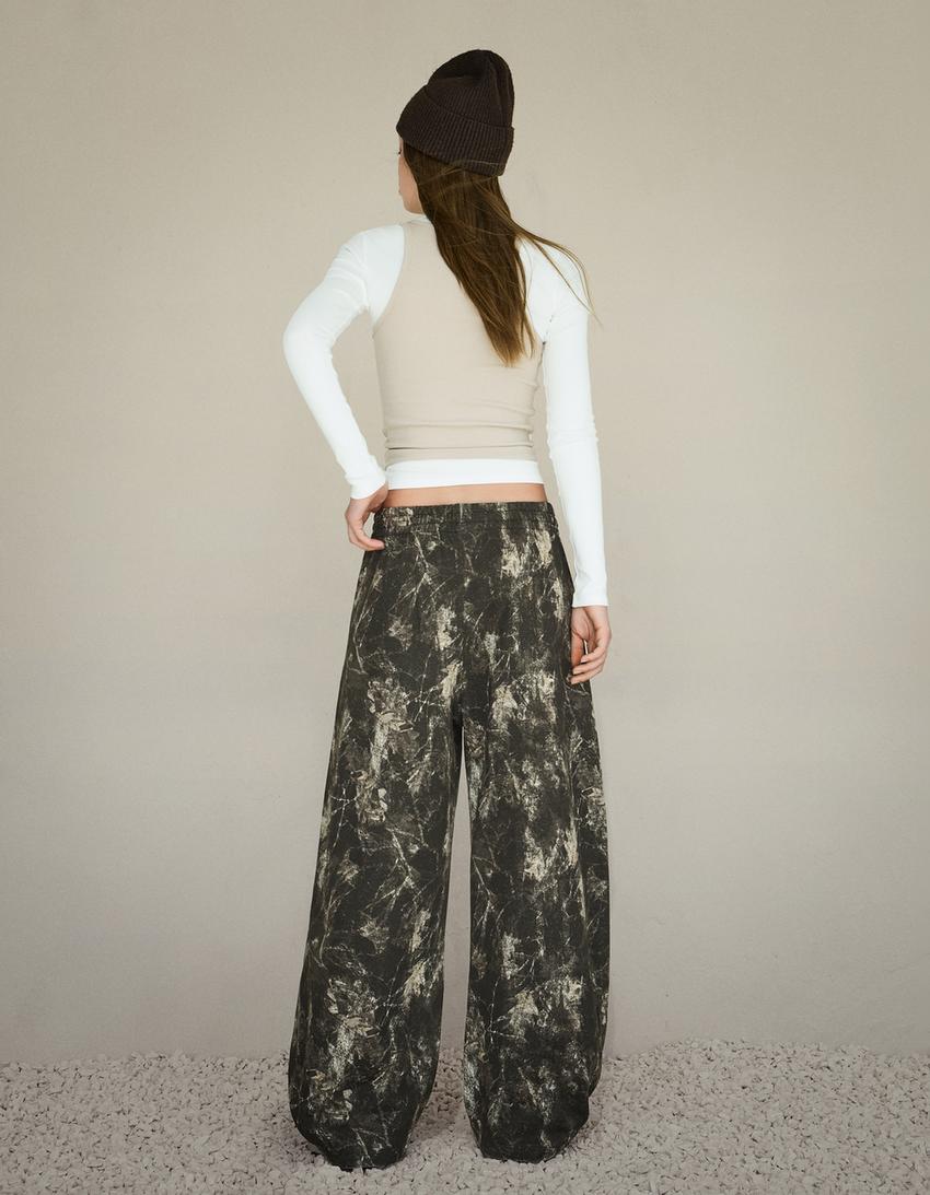 Pantalons pelfa barrel estampat-Gris fosc