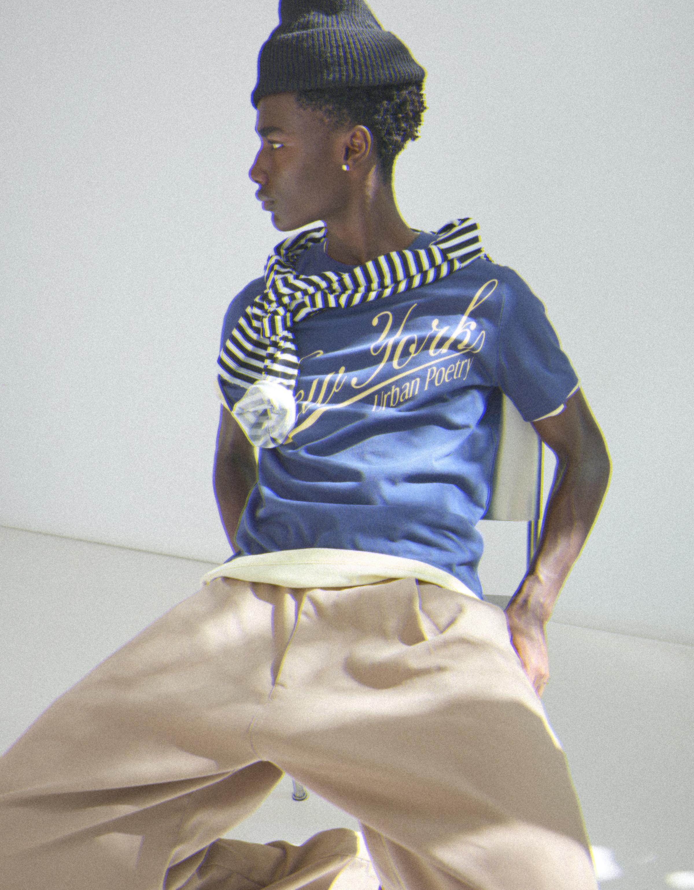 Bershka Regular fit baskılı kısa kollu tişört görsel 8