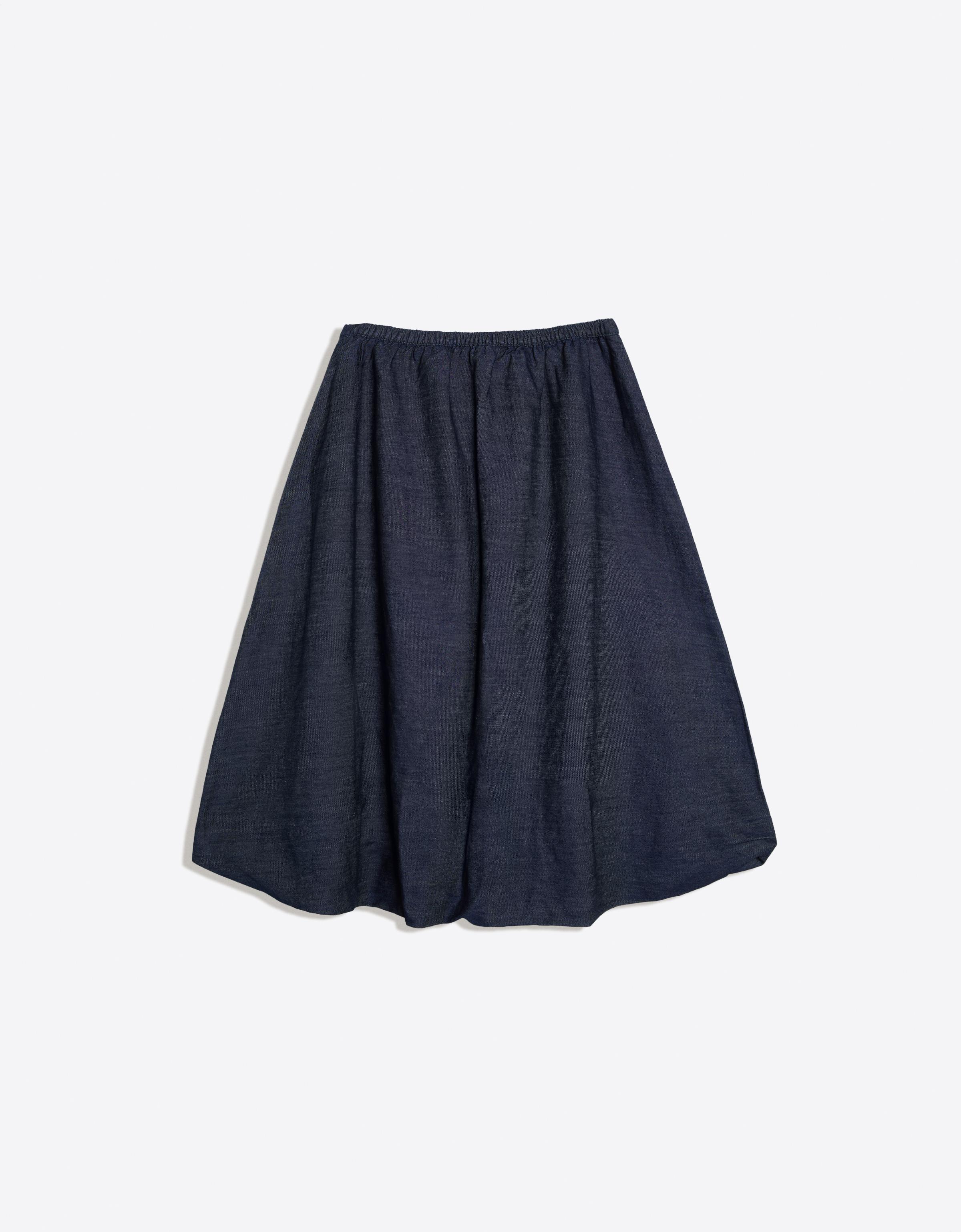 Denim balloon midi skirt — Navy