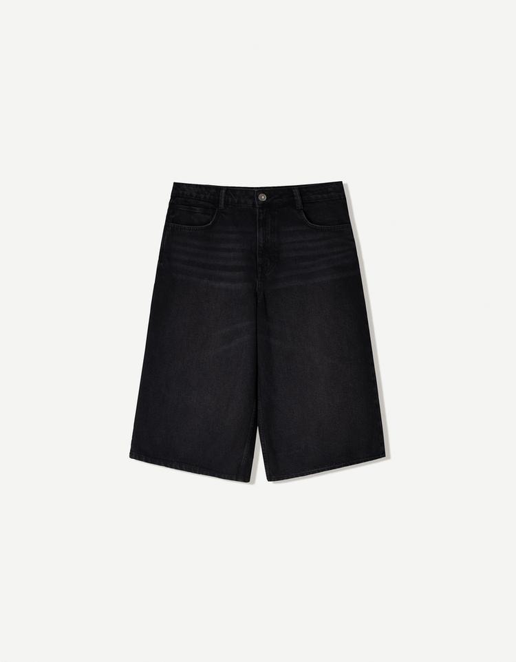 Baggy denim Bermuda shorts