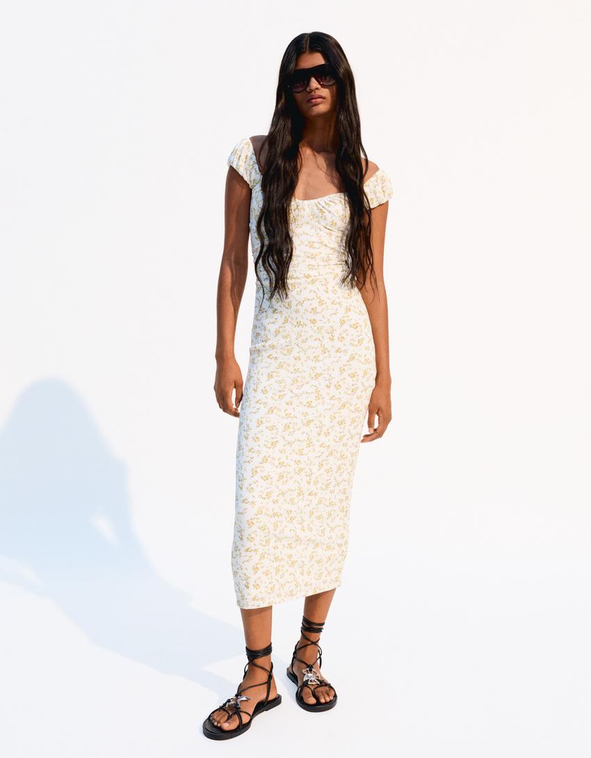 Robe midi-Jaune-2