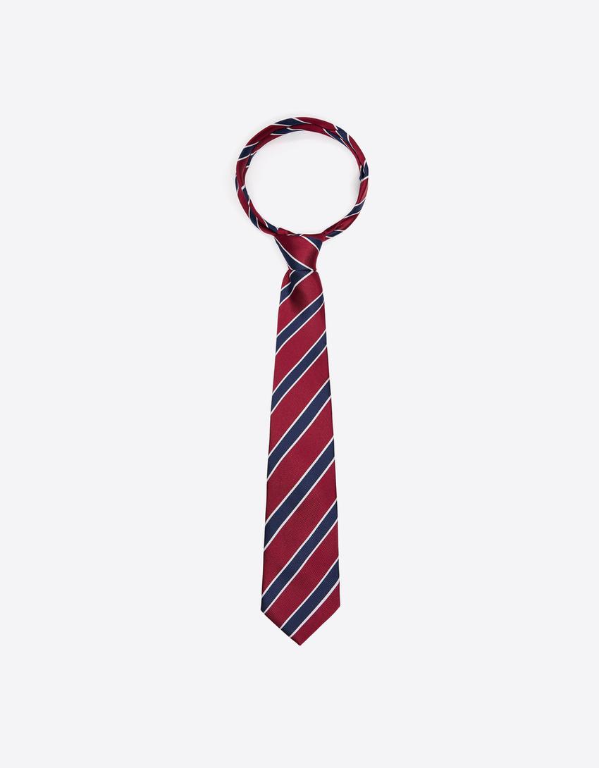 Striped tie-Burgundy