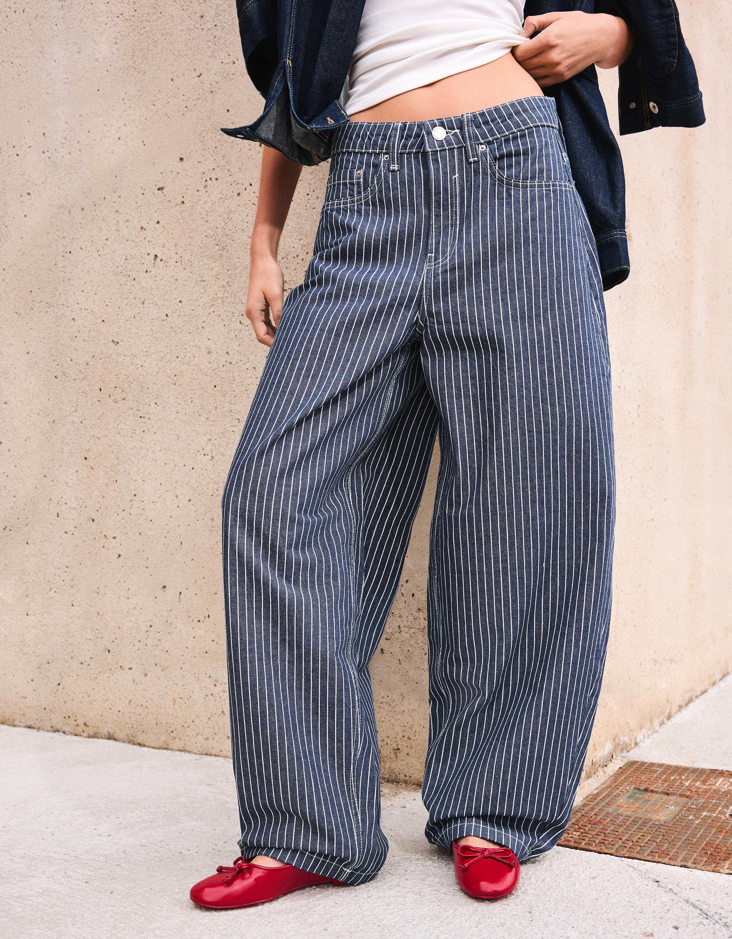 Çizgili balloon fit pantolon - Görsel 12