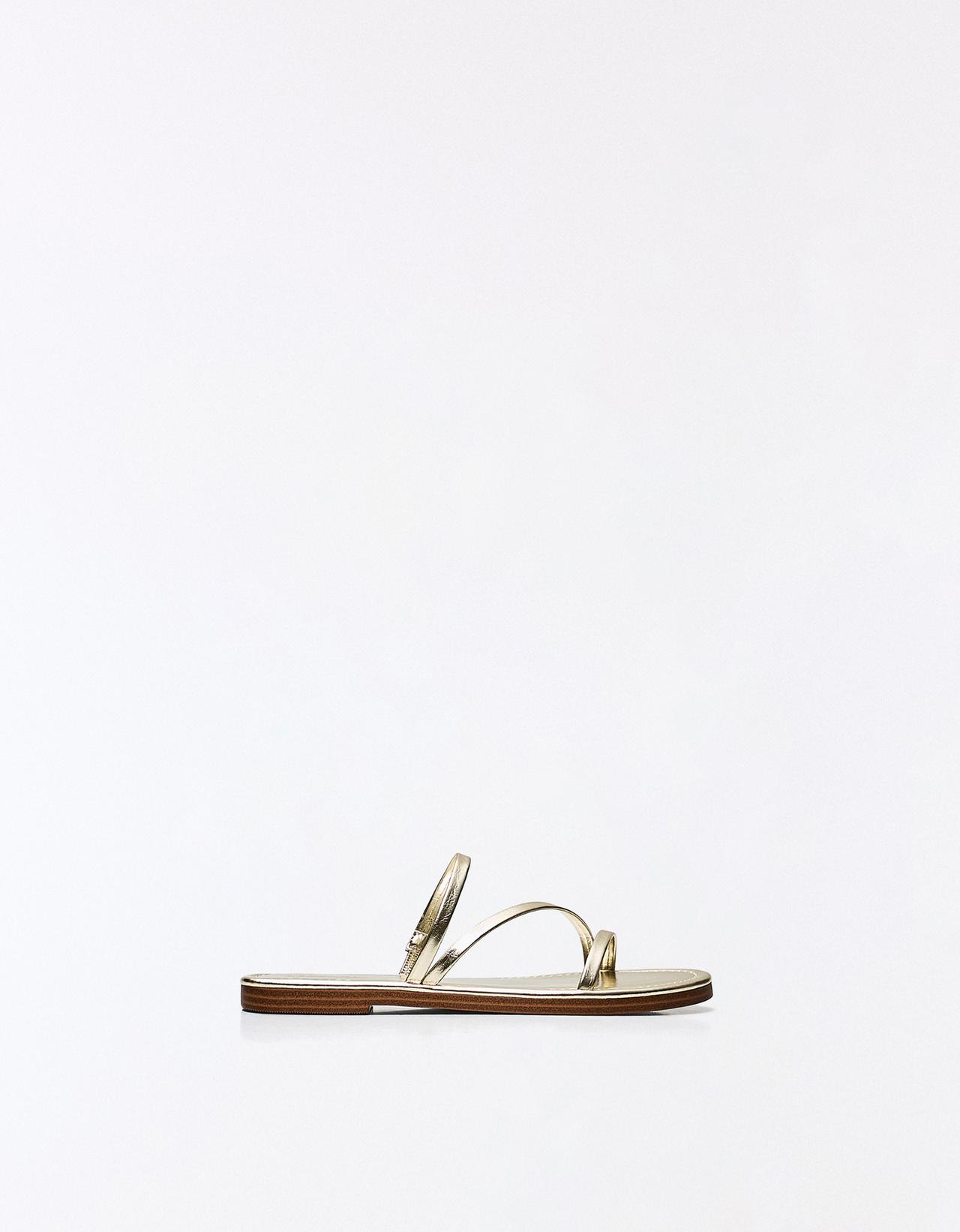 Multi-strap flat slider sandals — Gold