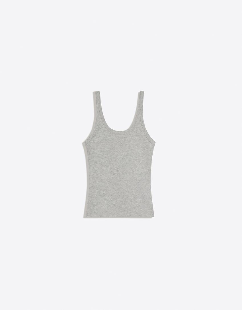 Rib vest top-Grey