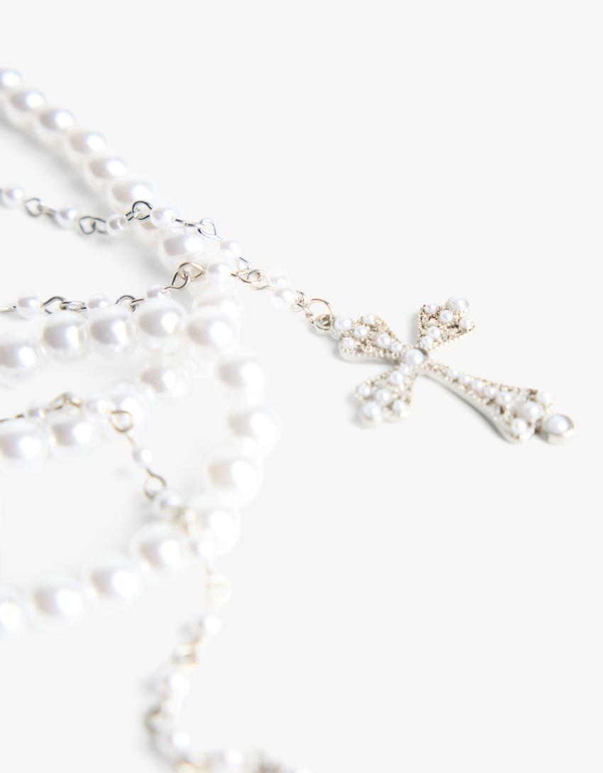 Pack 2 collares perlas-Blanco