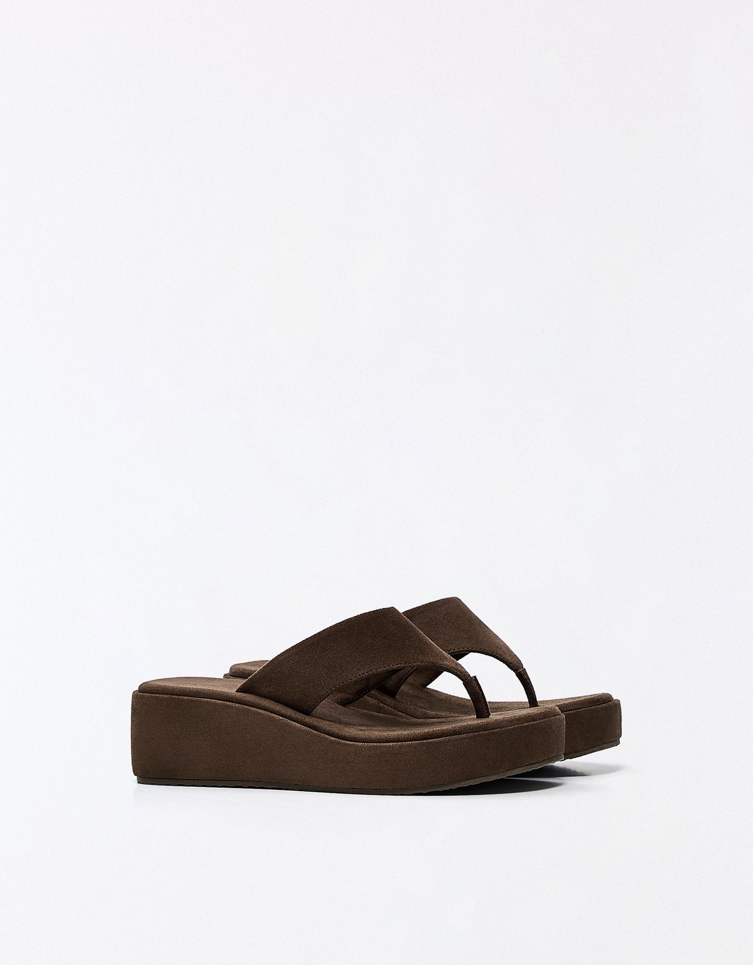 Thong flatform sandals — Brown