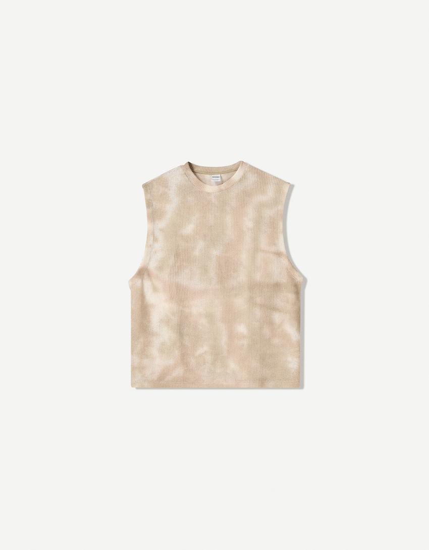 Camiseta sin mangas rústica tie dye-Beige-4