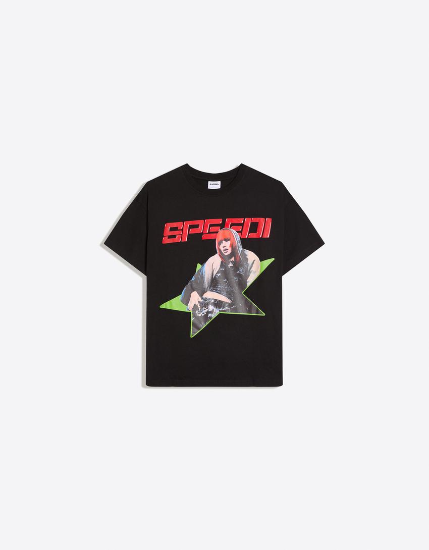 Plain Speedi short sleeve print T-shirt-Black