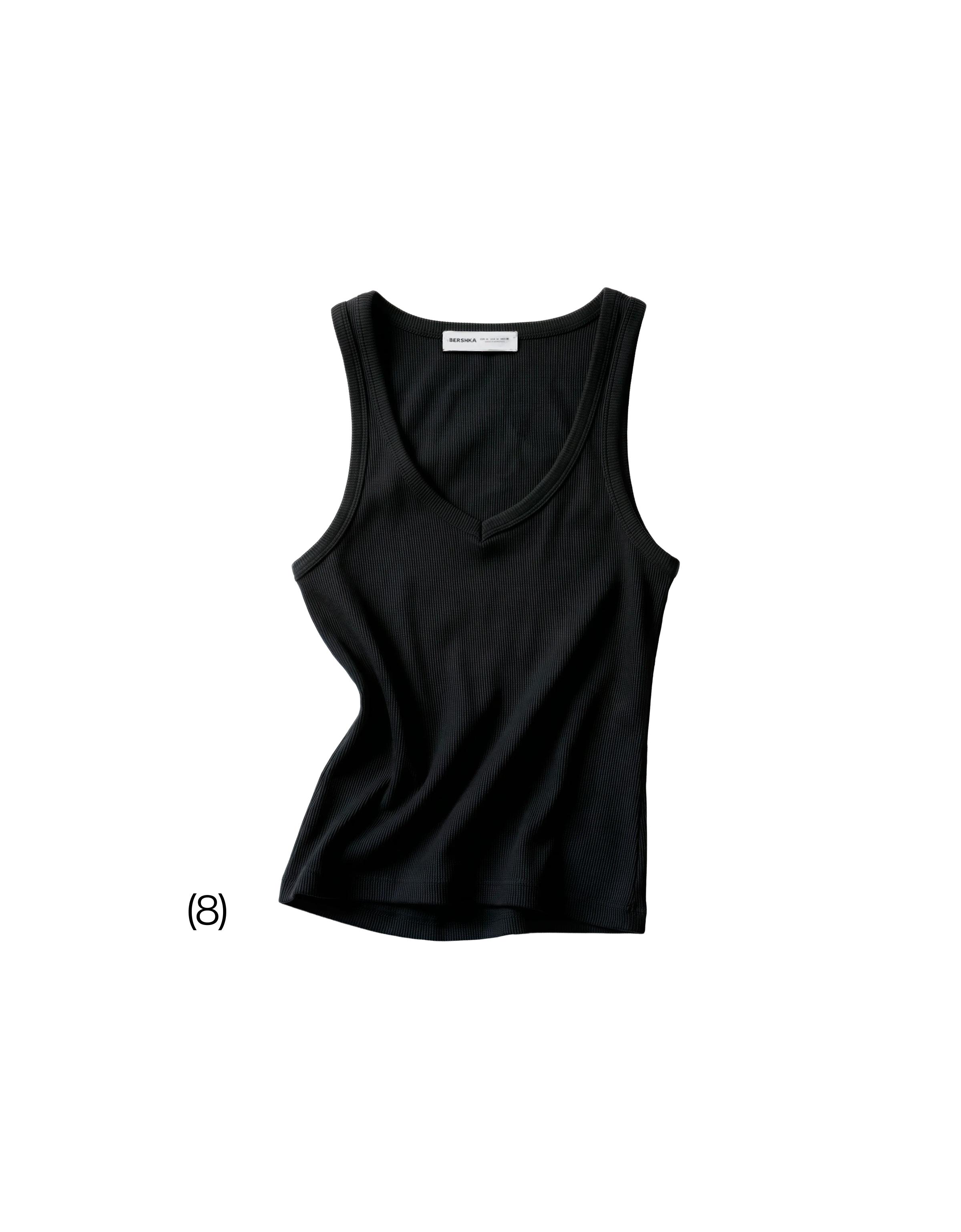 V-neck strappy vest top — Black