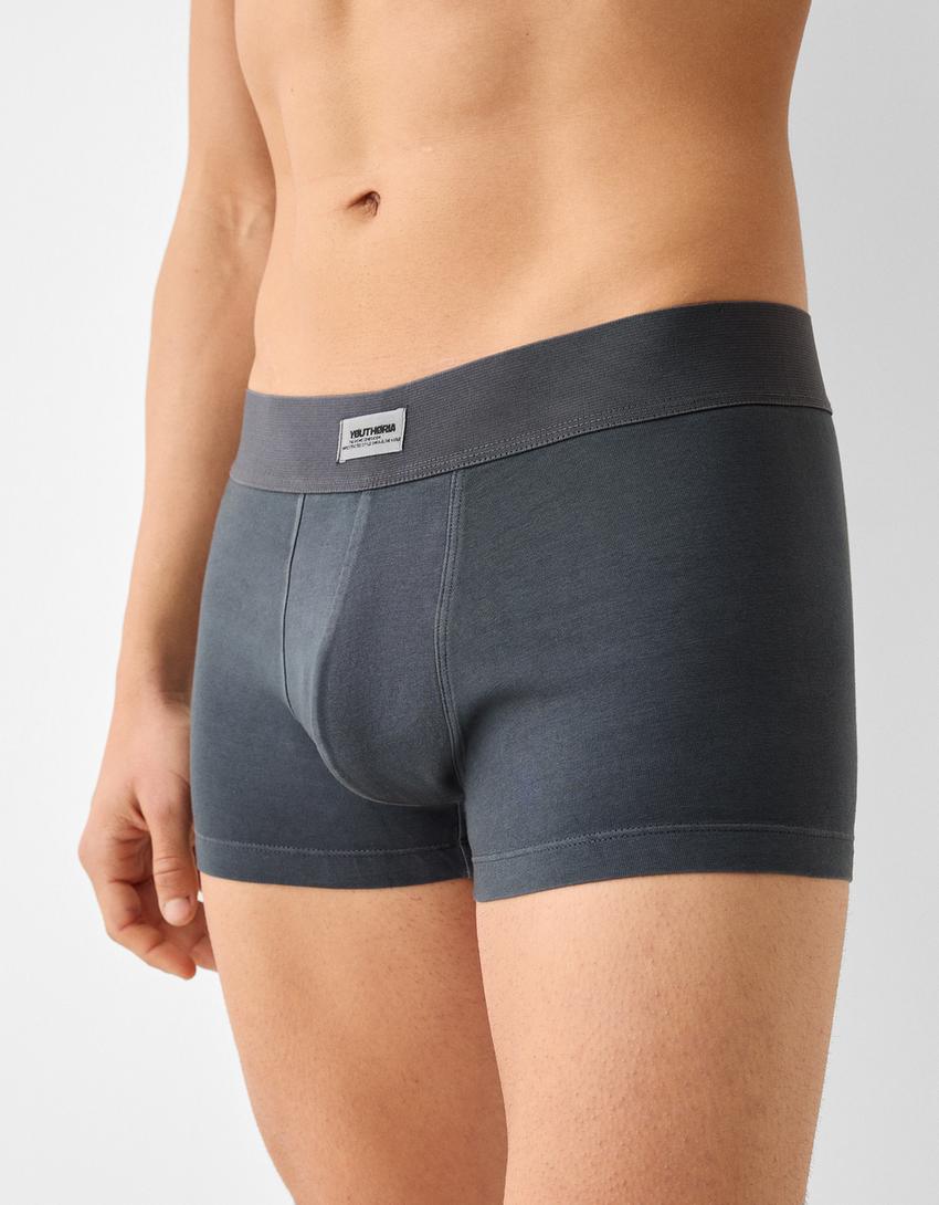 طقم من 2 بوكسرات مغسولة باهتة-رمادي داكن-5