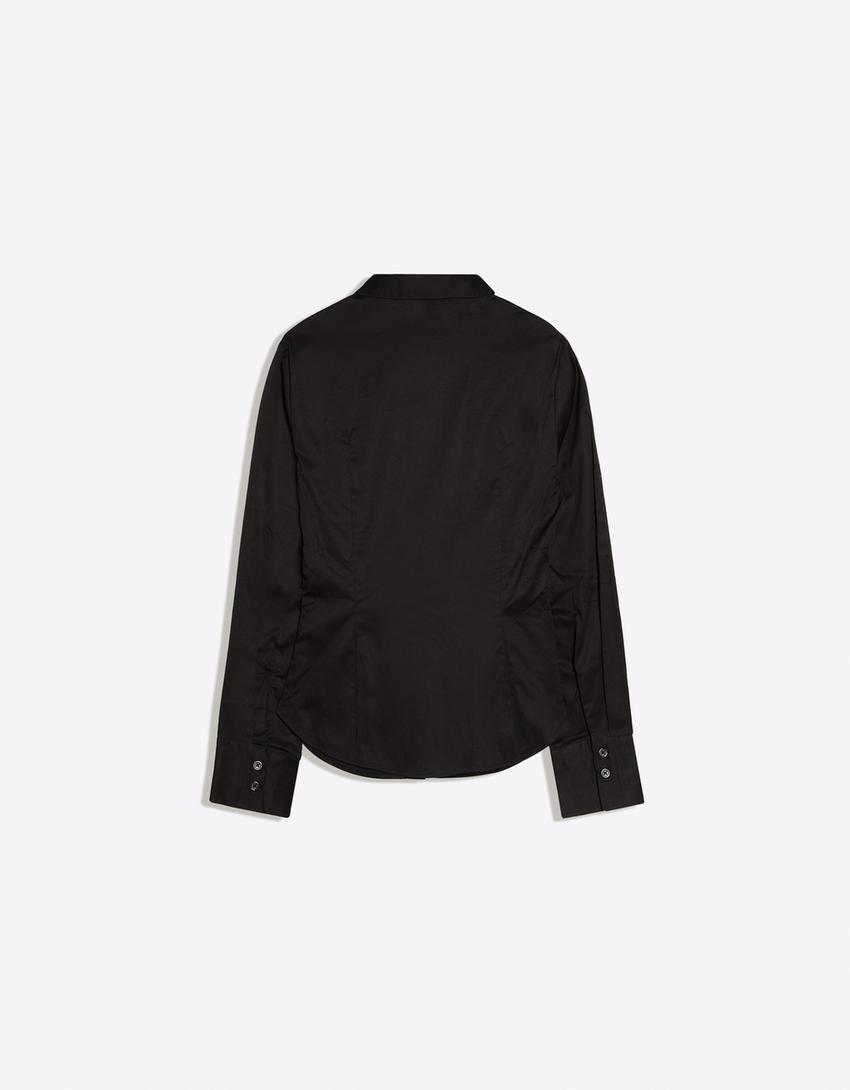 Fitted long-sleeved shirt-Black