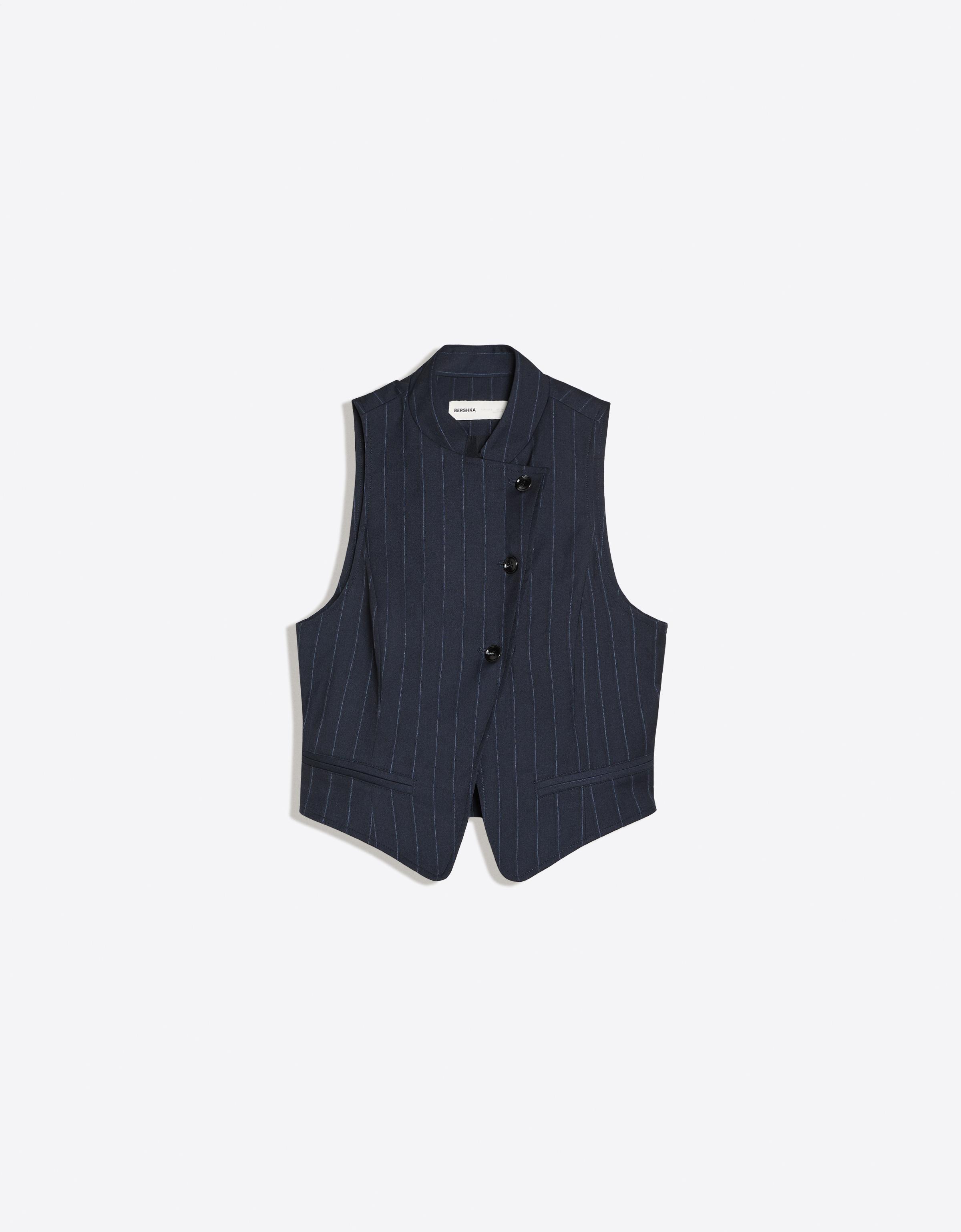 Buttoned crossover vest — Navy