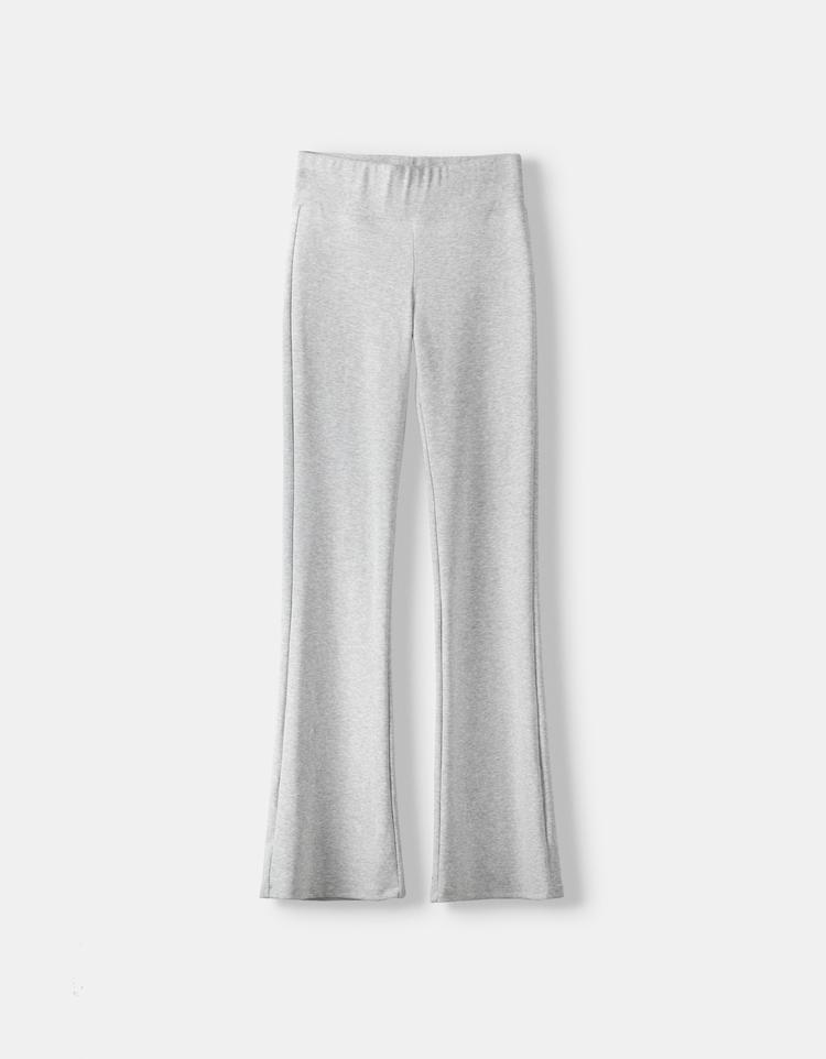 Ribbed waist flared trousers