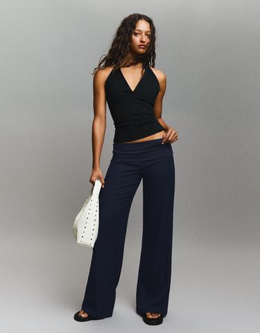 Turn-up waist trousers — Navy 1