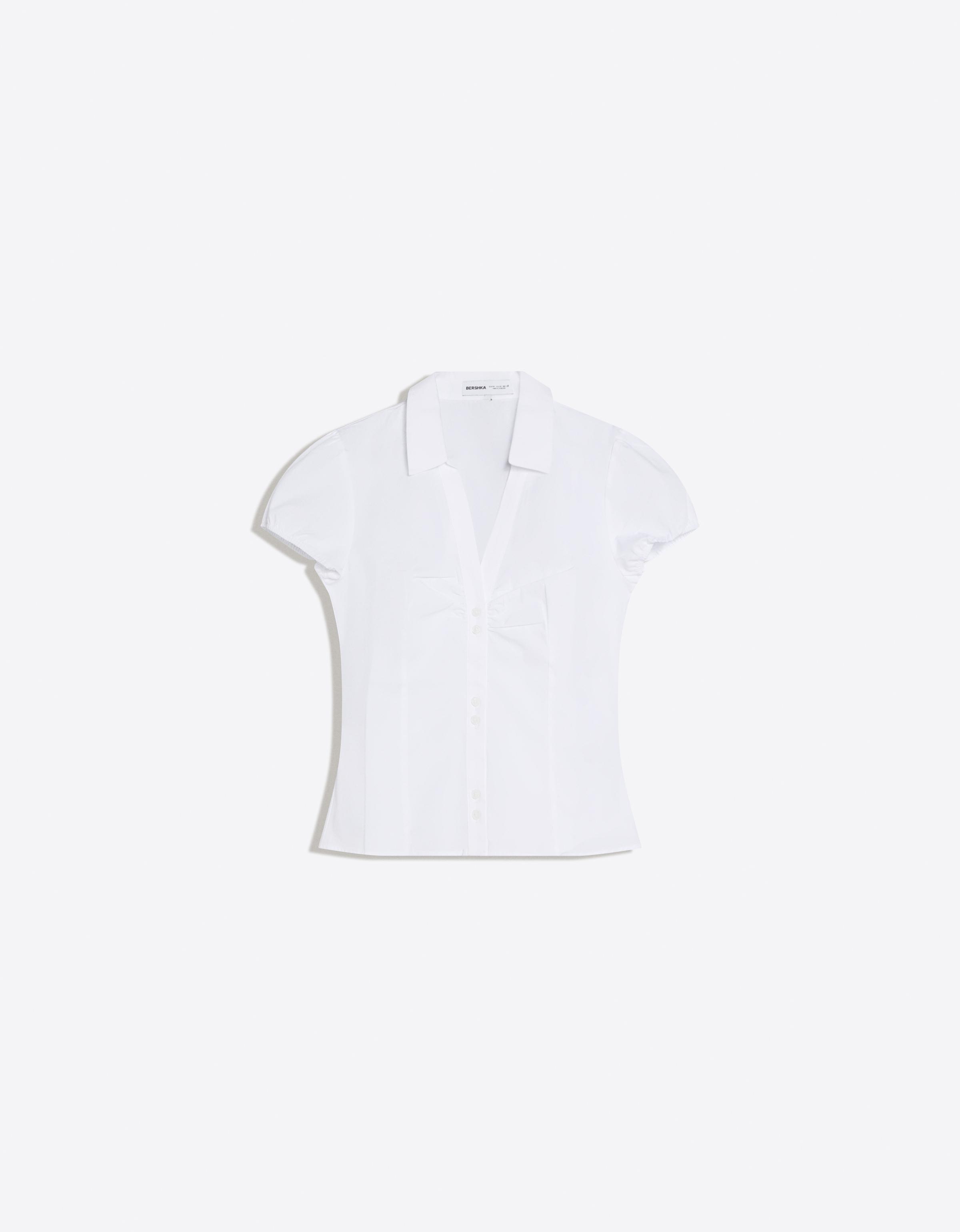 Kısa kollu poplin bağlamalı gömlek