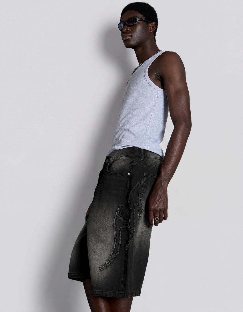 Bermuda baggy fit patch-Nero