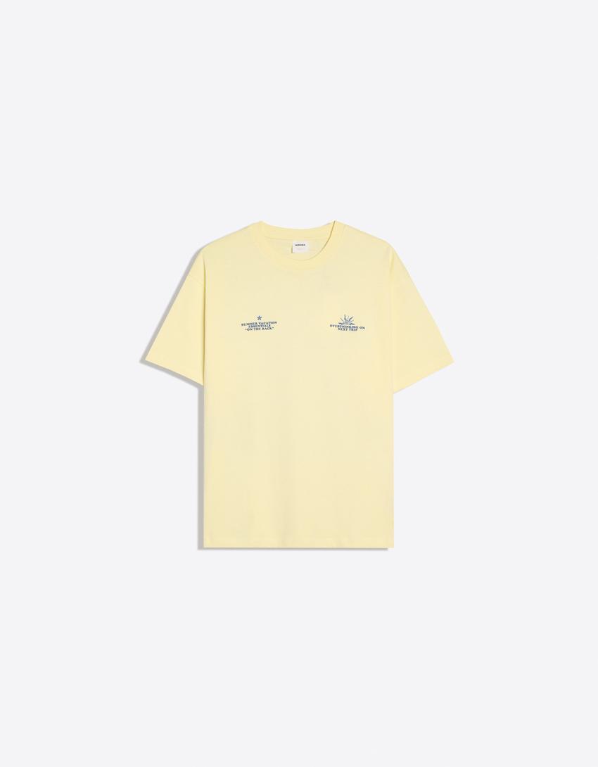 Short sleeve printed T-shirt-Yellow
