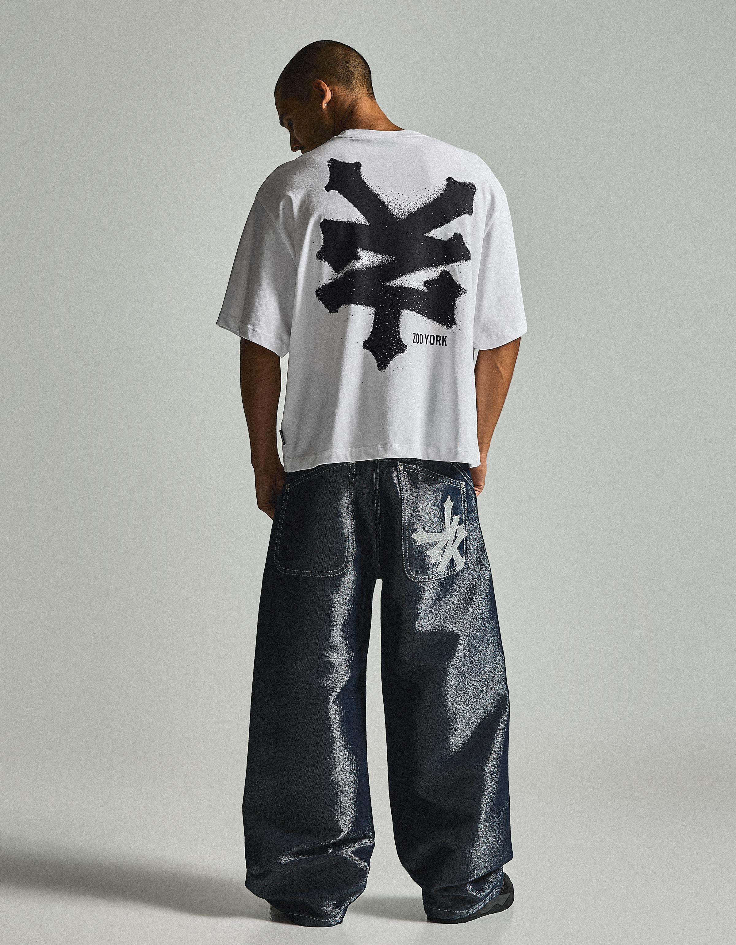 Short sleeve boxy ZOO YORK X BERSHKA T-shirt — White