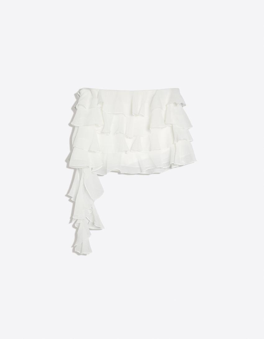 Falda mini volantes-Blanco