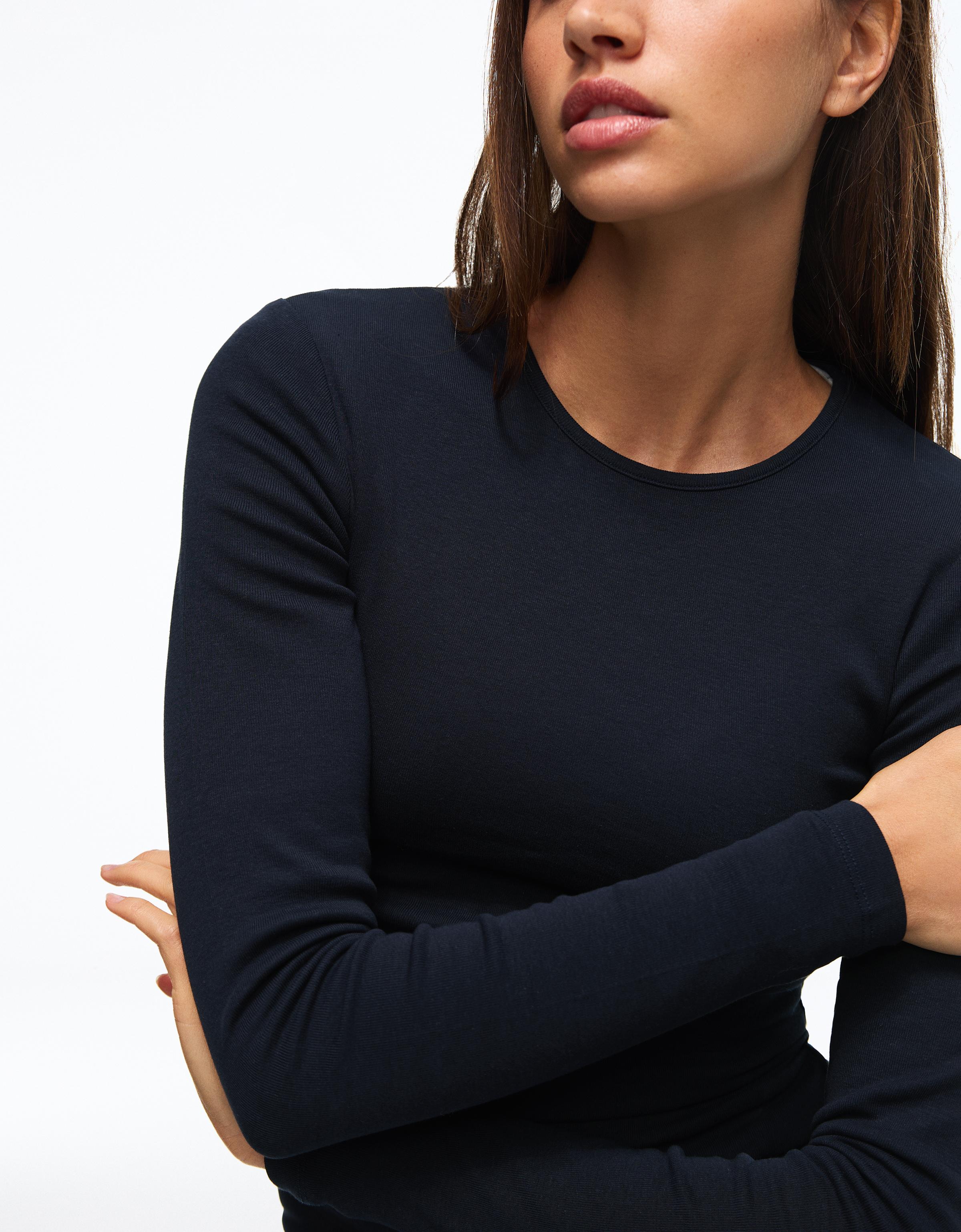 Round neck long-sleeve T-shirt — Navy