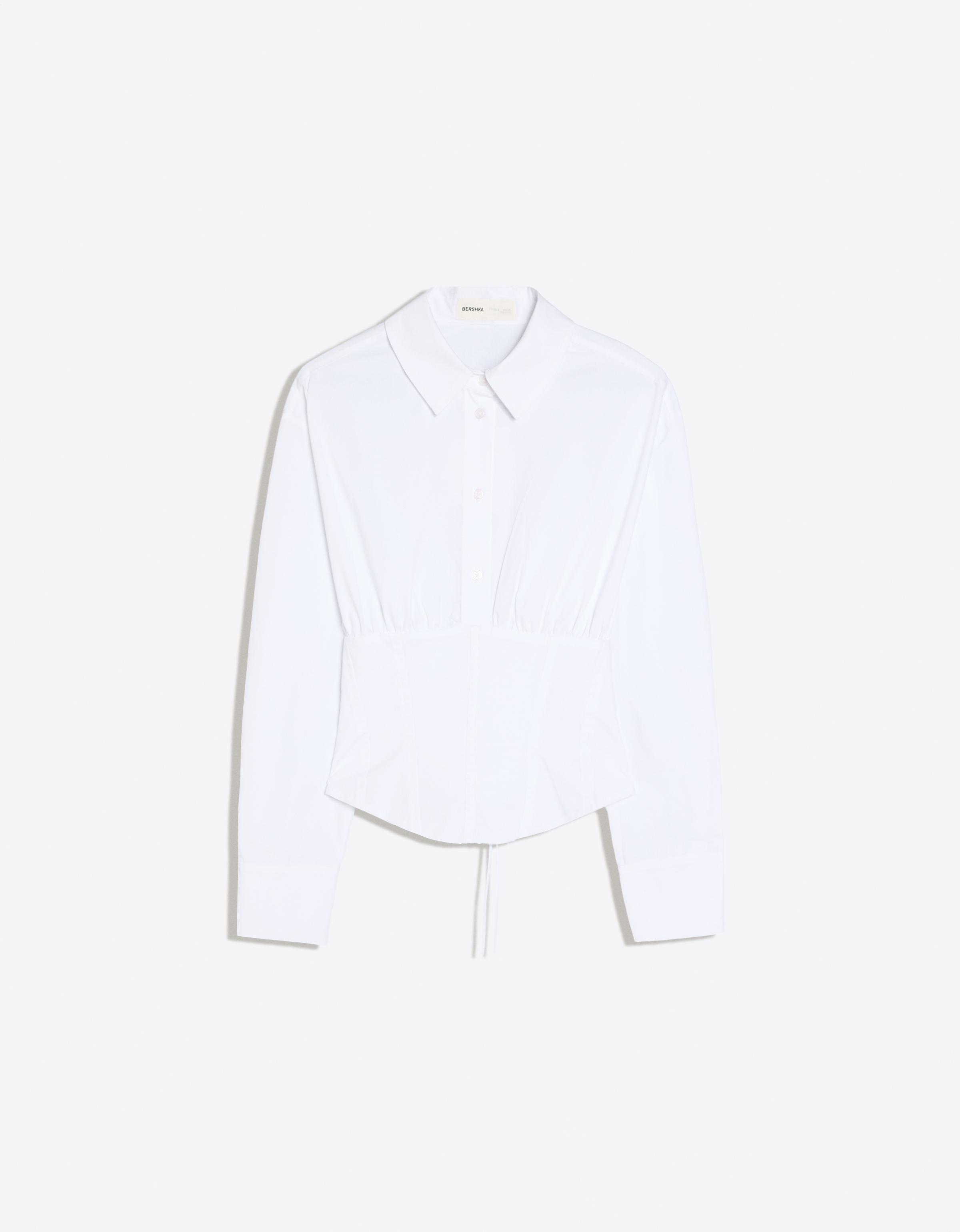 Long sleeve corset-effect shirt — White