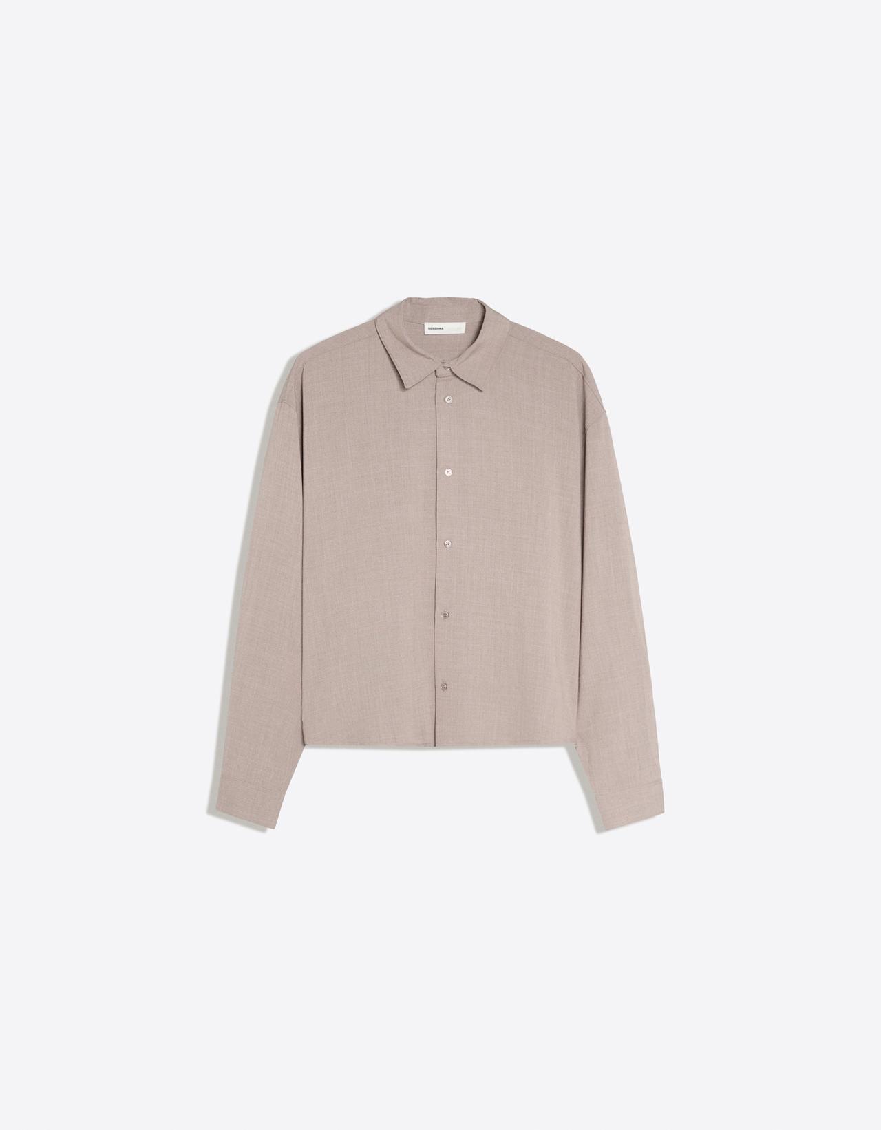 Boxy long sleeve shirt — Sand