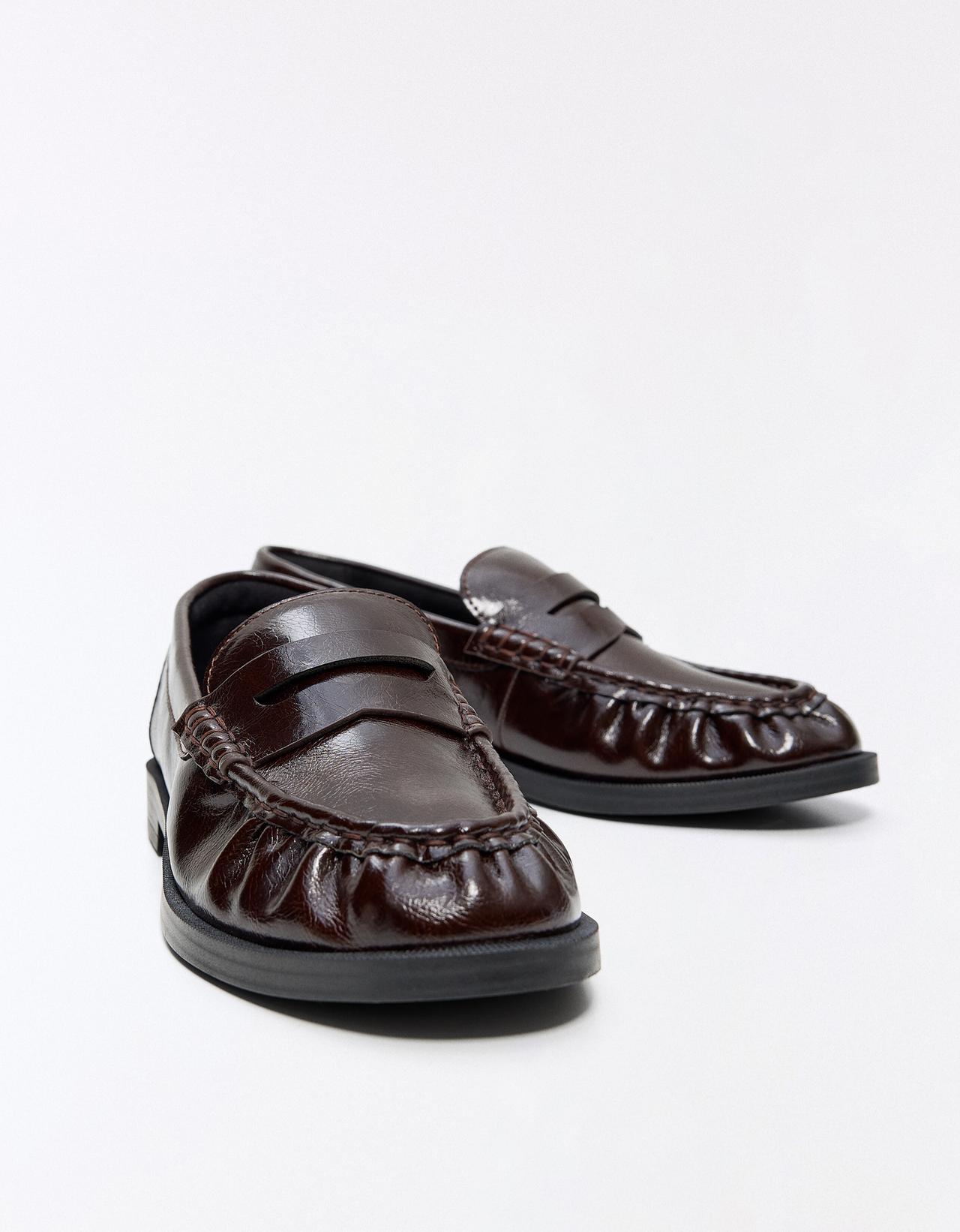 GATHERED LOAFERS — Brown