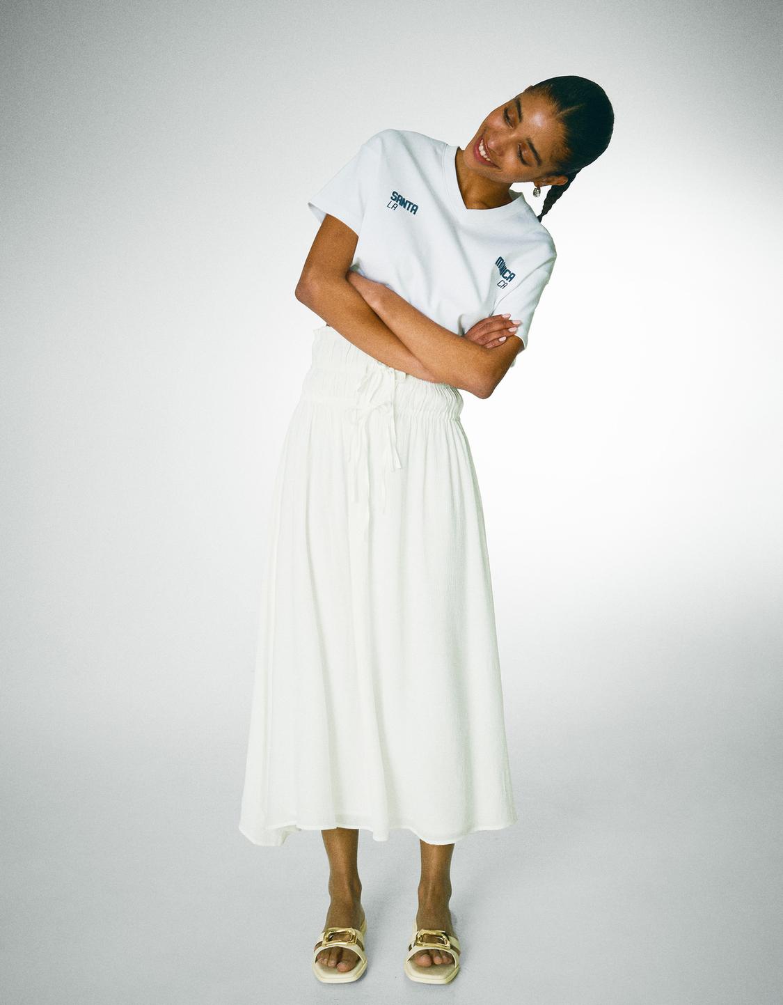 Midi skirt with ties