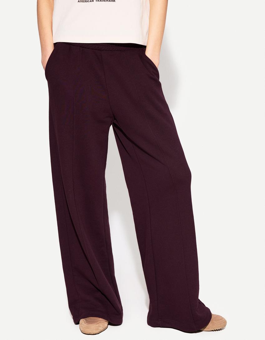 Wide leg plush trousers-Violet-1