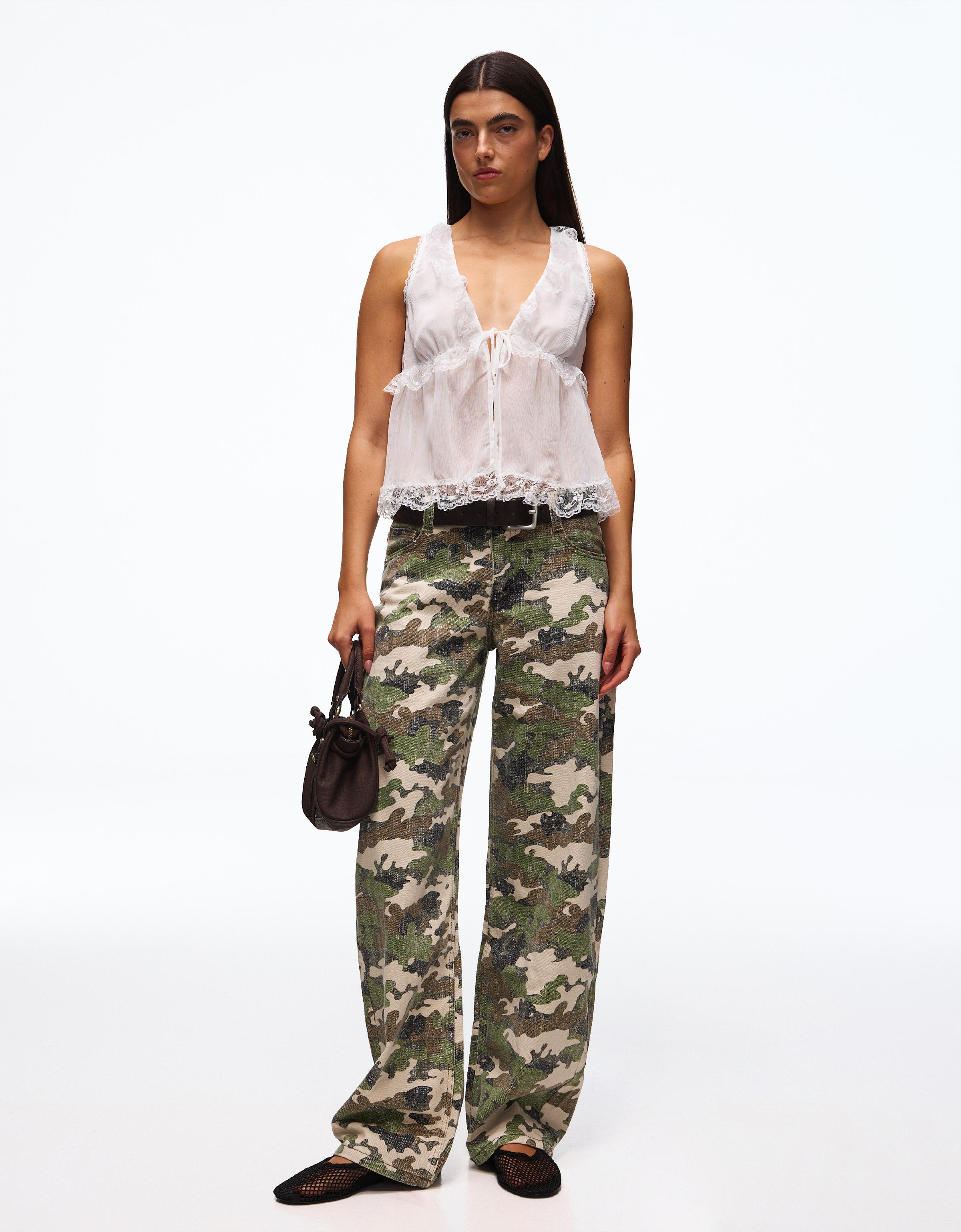 Low-rise baggy barrel jeans — Brown