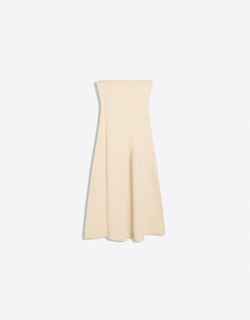 Bandeau midi dress-Sand