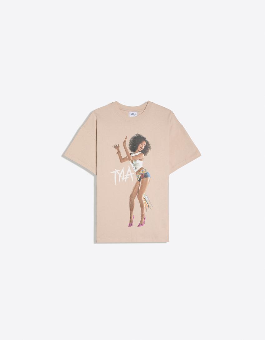 Oversize printed T-shirt TYLA-Camel