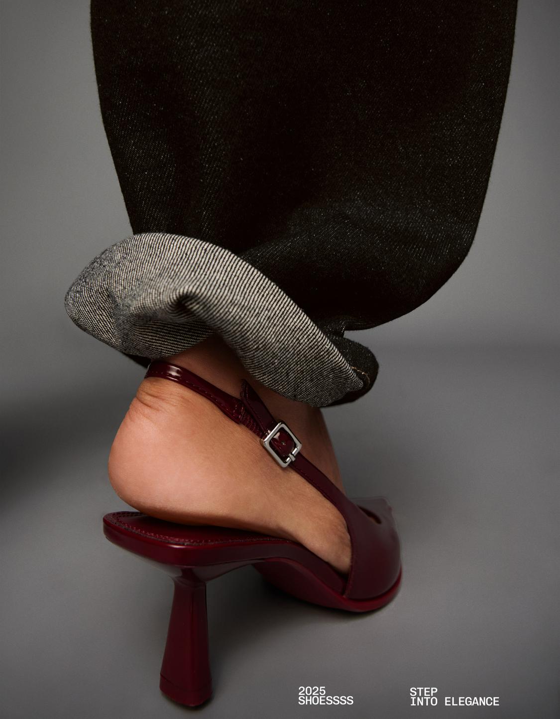 Kitten heel slingback shoes