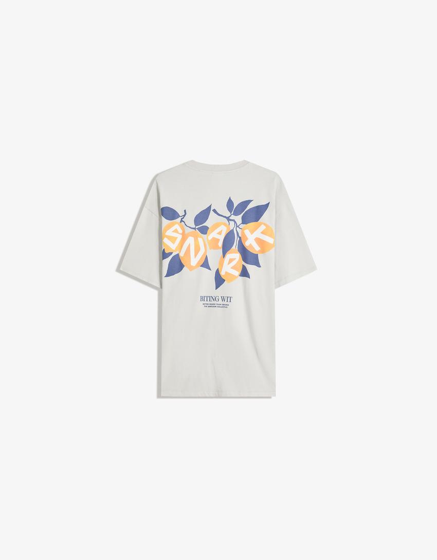T-shirt manches courtes imprimé-Bleu clair-4