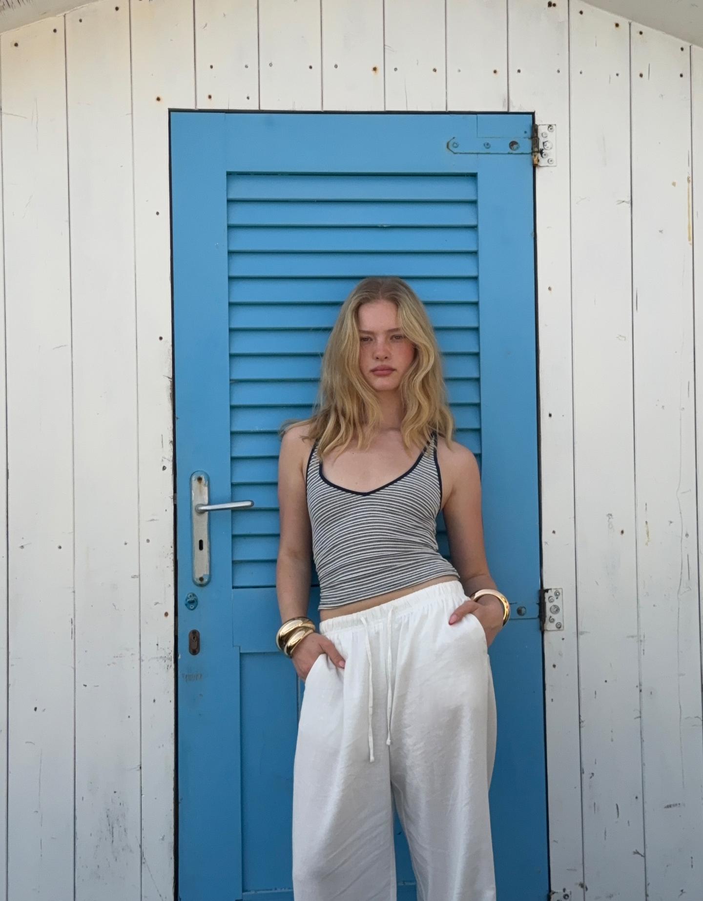 Bershka Haut Rustique À Bretelles Femme M Bleu