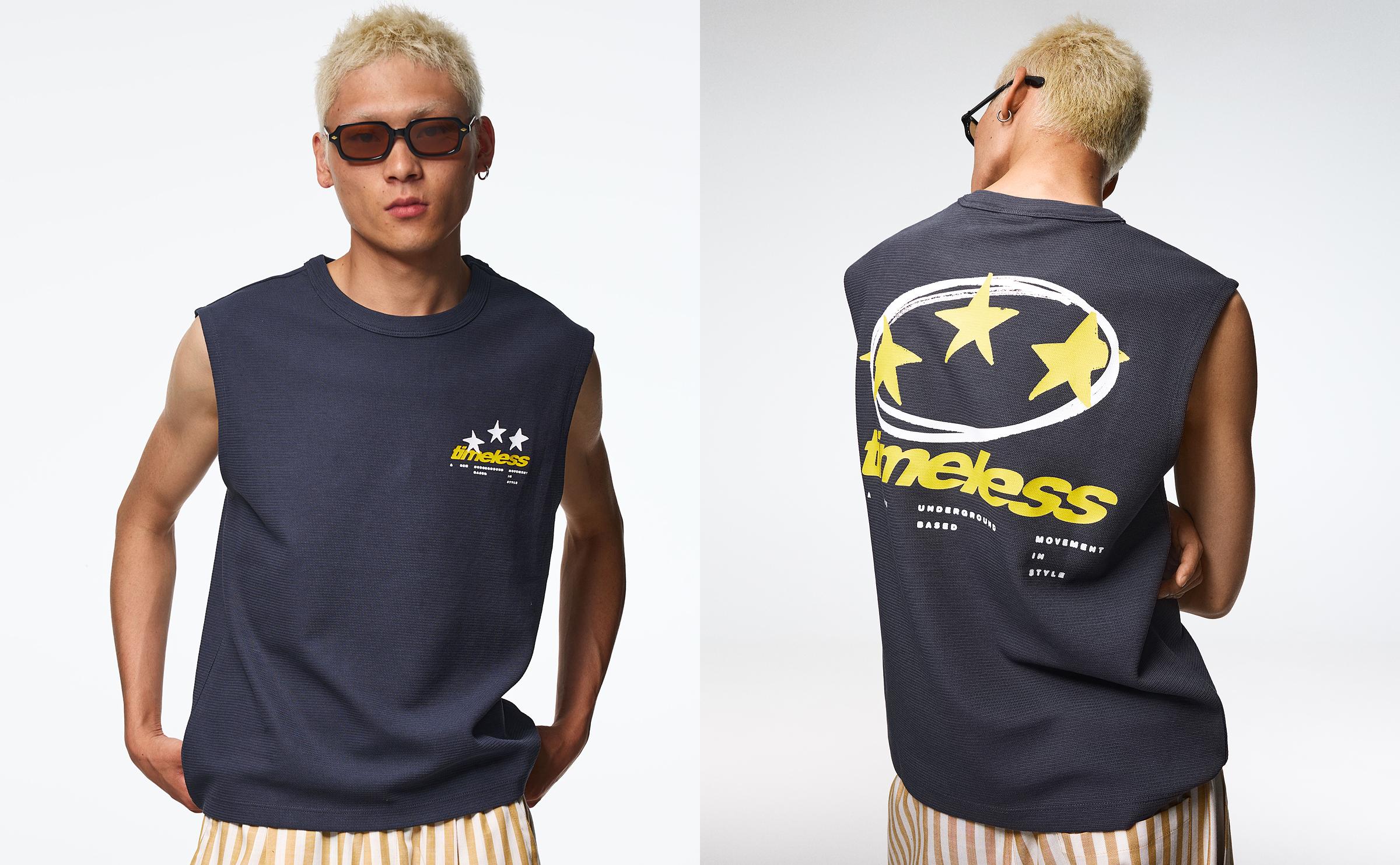 Worker T-shirt with textured print — Navy