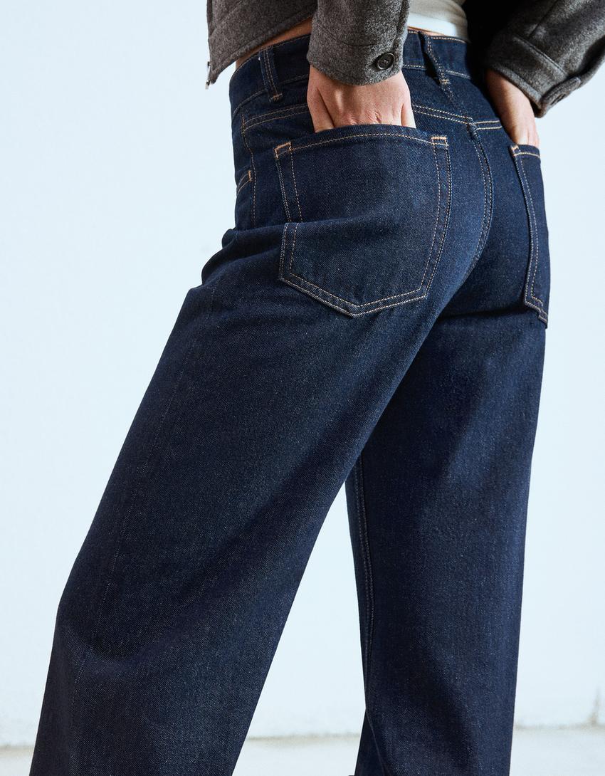 Straight wide leg jeans-Blauw