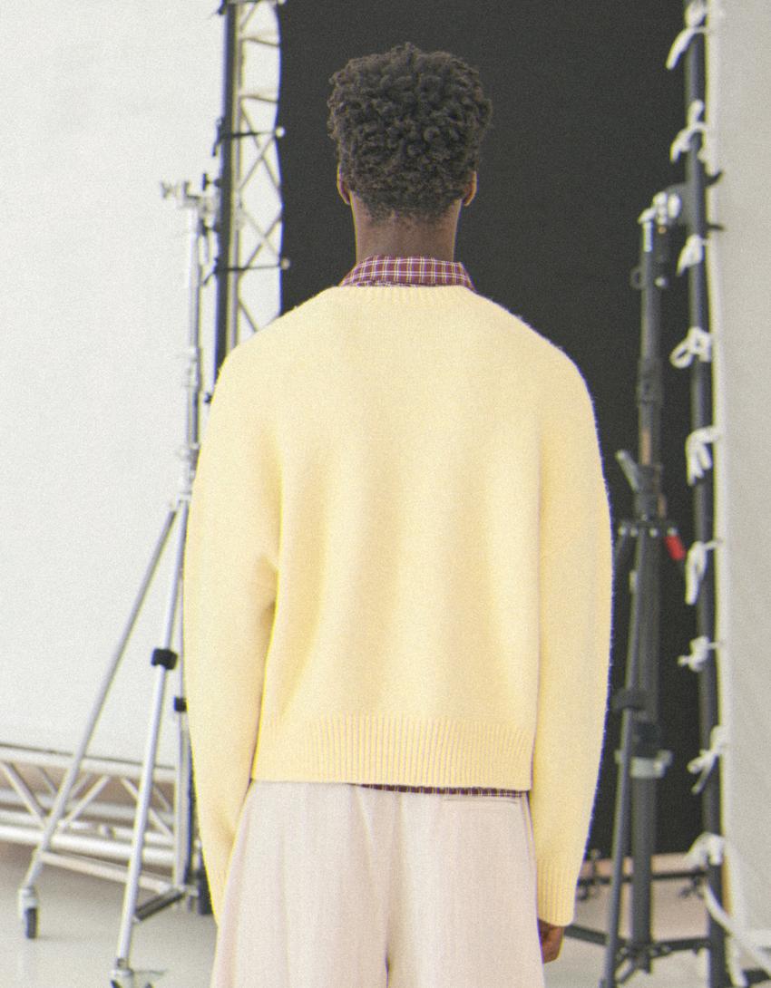Jersey cuello redondo boxy-Amarillo