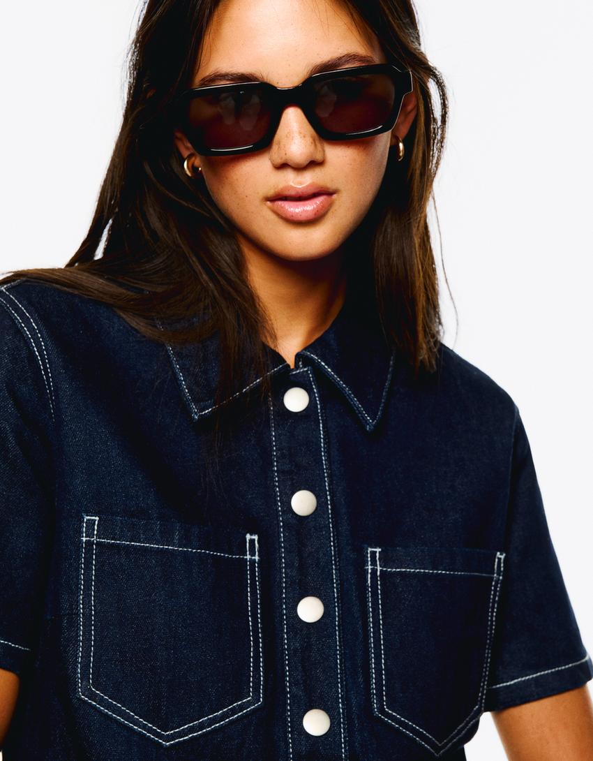Vestido denim camisero-Marino-1