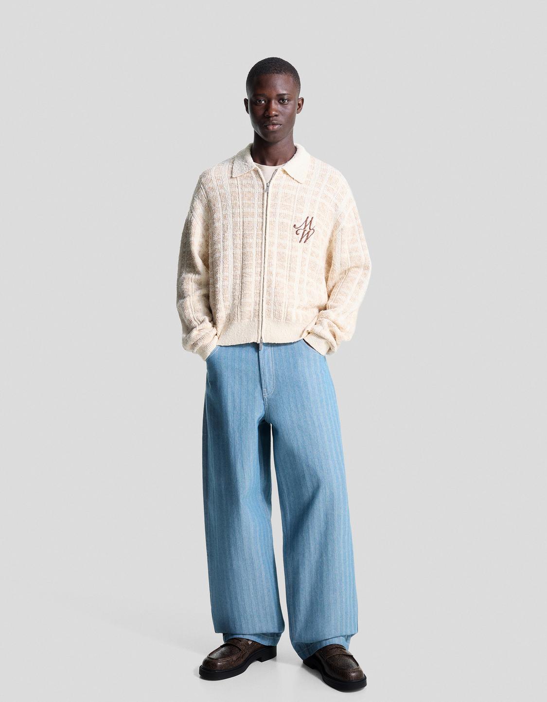 Striped super baggy jeans