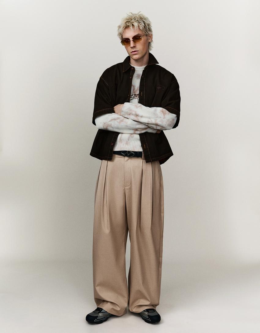 Megabaggy tailored fit trousers-Sand