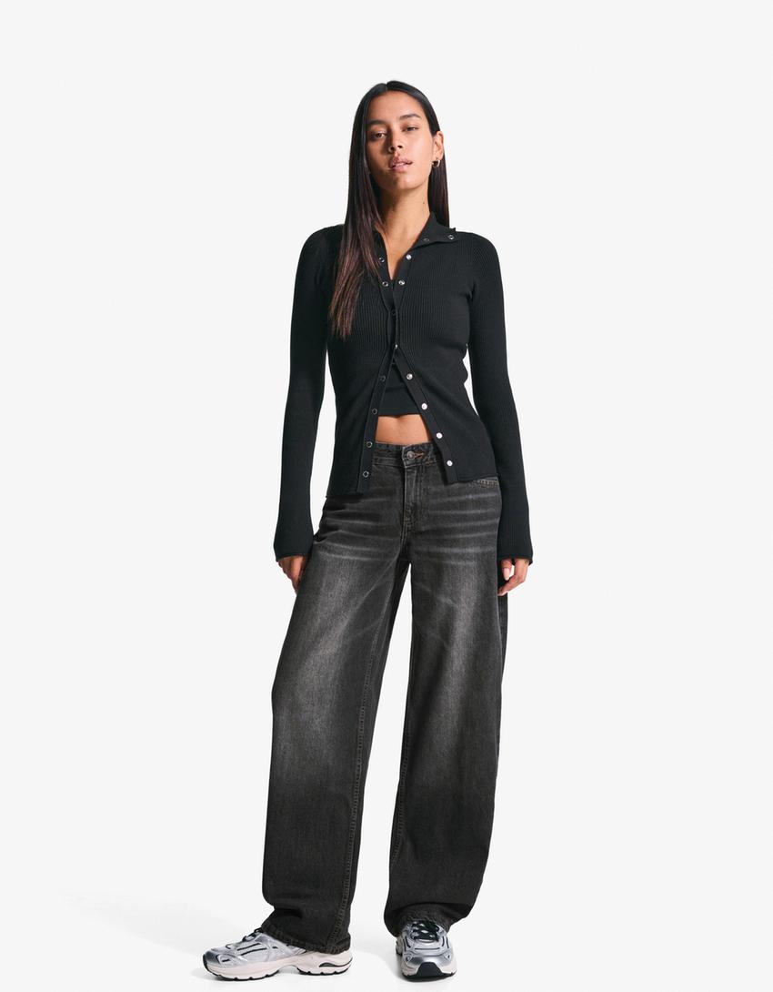 Baggy barrel jeans-Dark grey