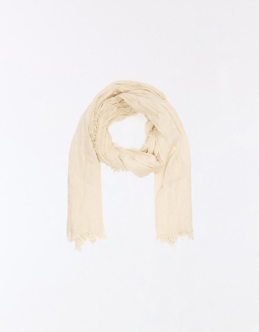 Foulard effiloché soft touch-Écru
