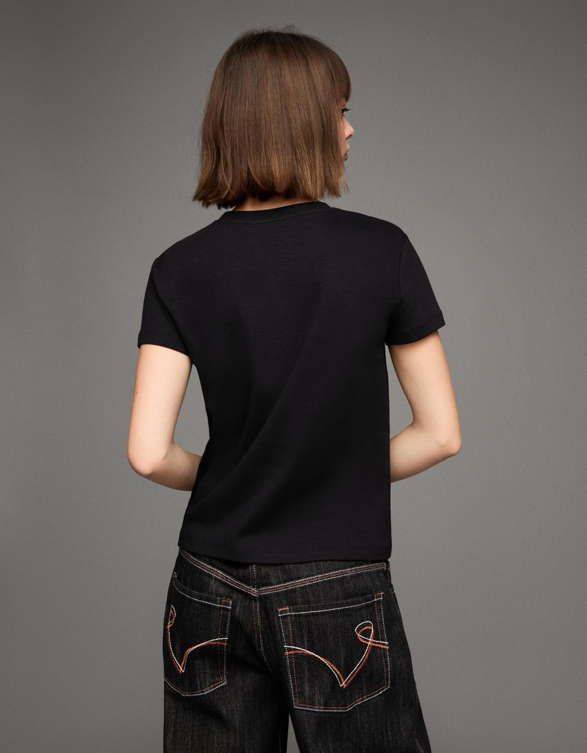 Camiseta manga curta heavy cotton-Negro