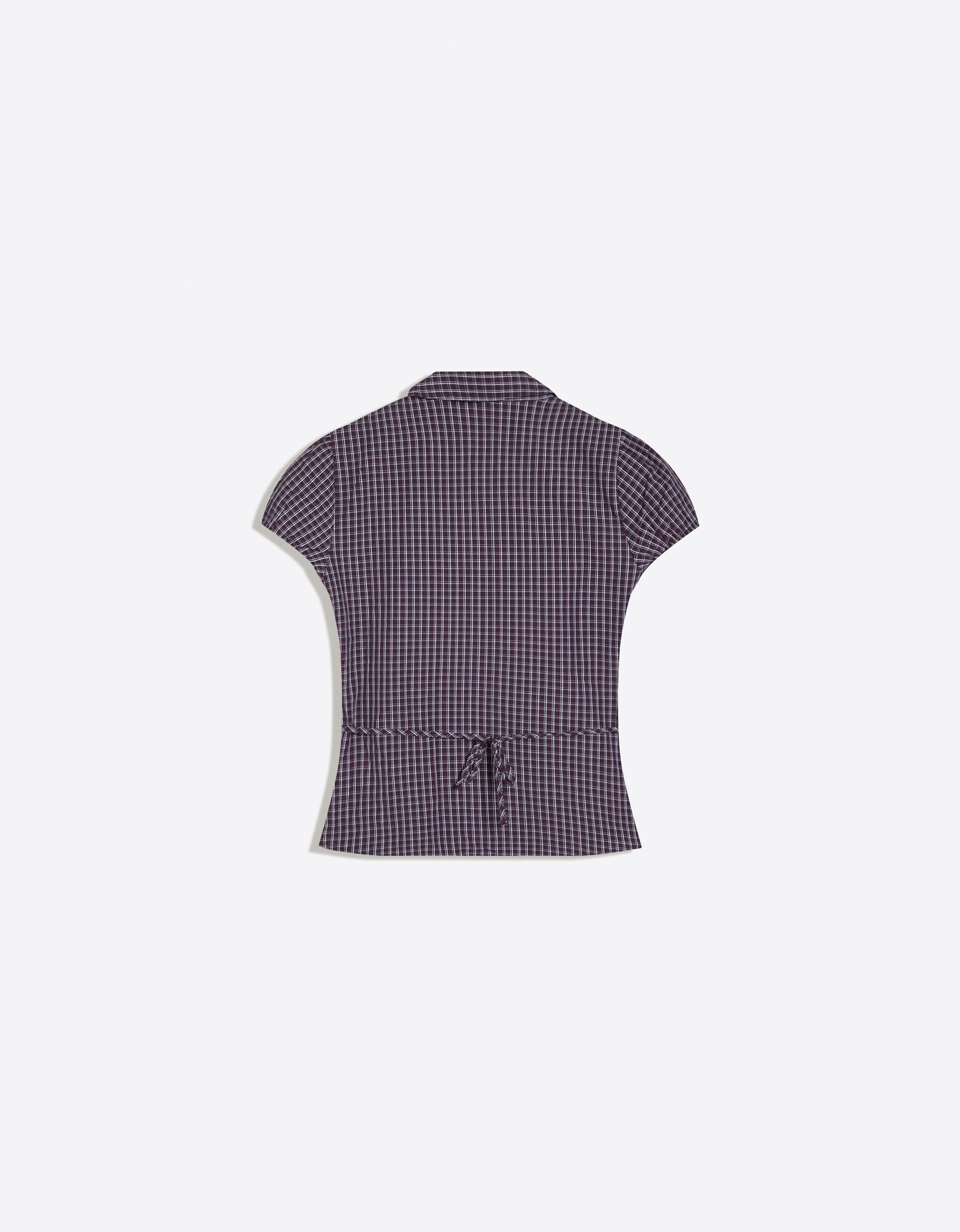 Short sleeve poplin tie-front shirt — Maroon