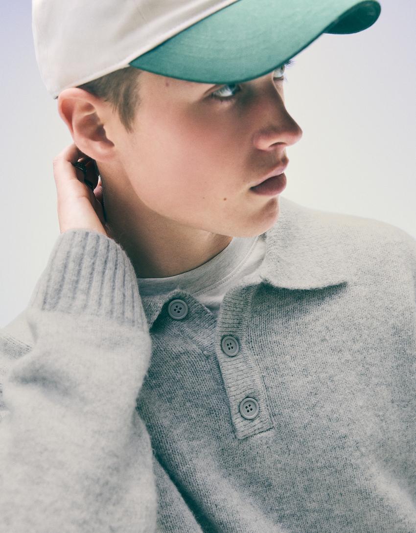 Pull col polo-Gris