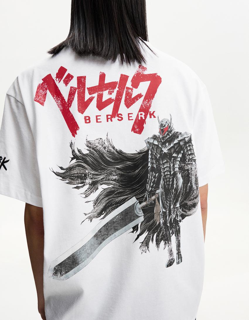 تيشرت بطبعة Berserk وأكمام قصيرة-أبيض