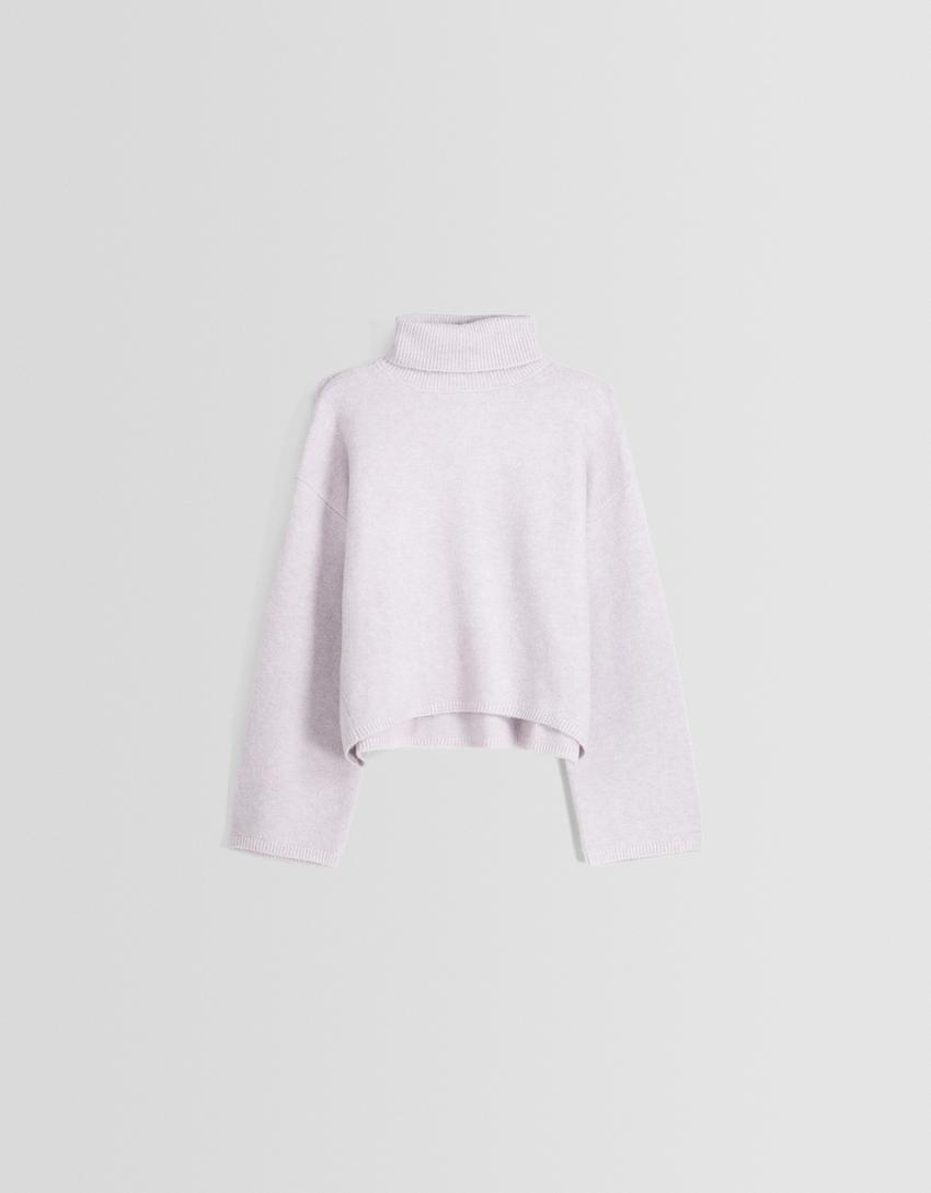 سويتر مخطط برقبة عالية-بنفسجي-5