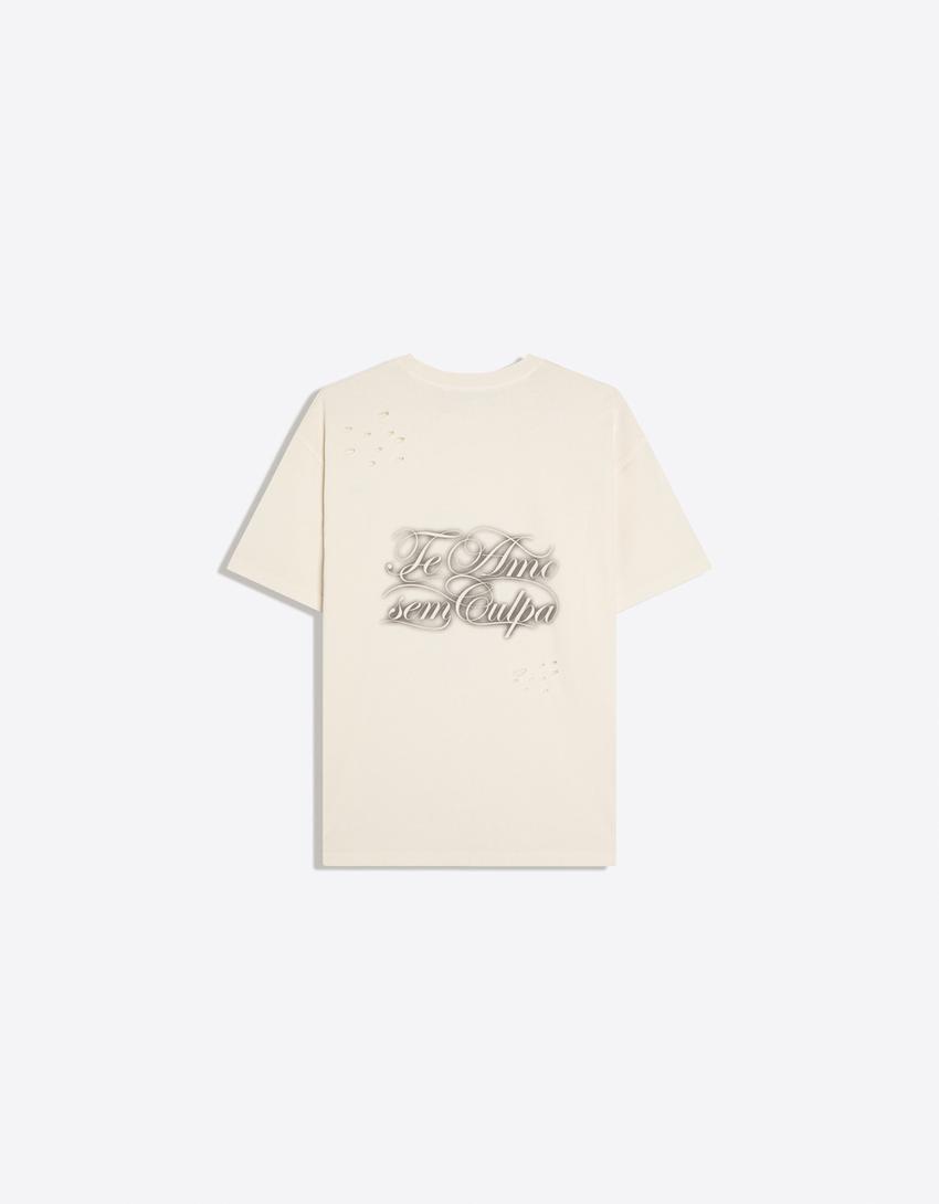 Camiseta oversize estampada Carol Biazin Collection-Off-white